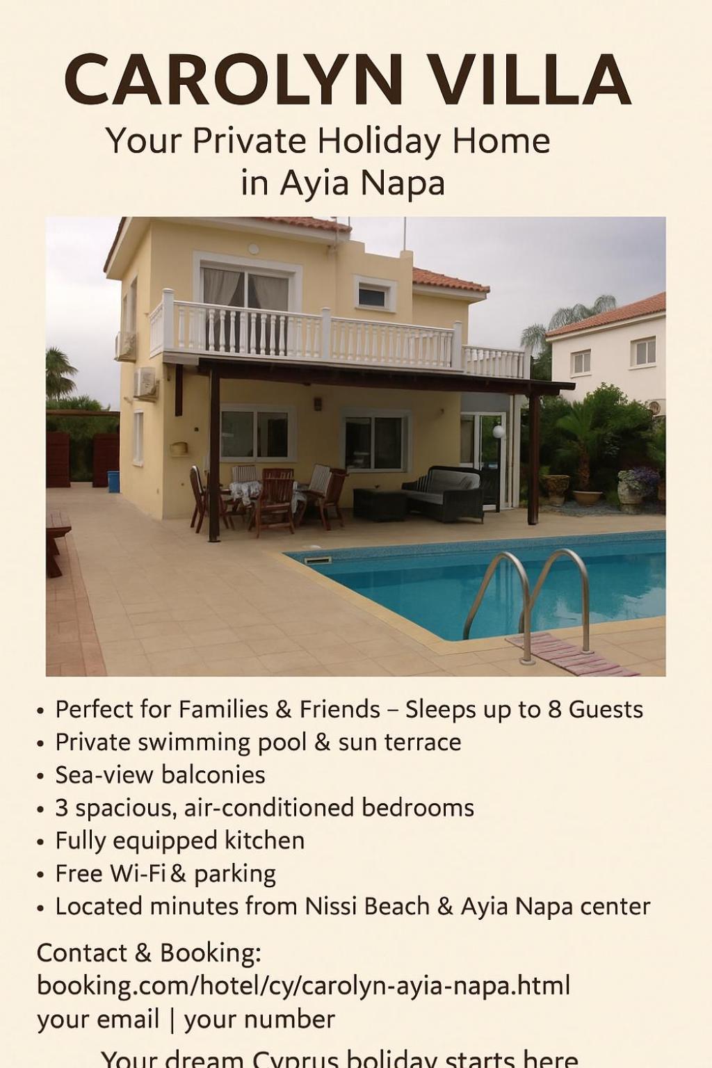 Carolyn Villa Is A Luxury 4-Bedroom Villa With Private Pool In Ayia Napa Exteriör bild